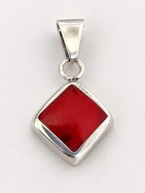 Vintage Taxco Mexico Sterling Silver 925 Red Resin Stone SIGNED